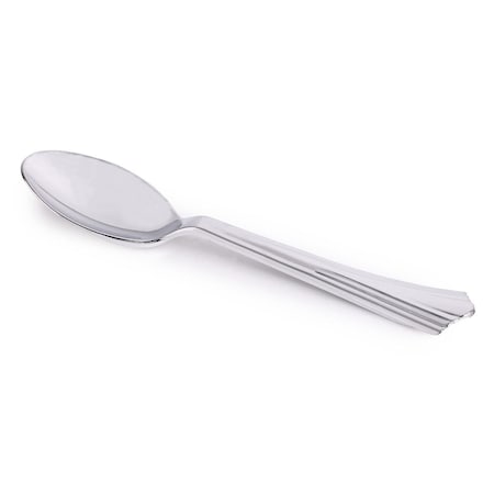 Smarty Had A Party Shiny Metallic Groove Silver Plastic Spoons (600 Spoons), 600PK 7959SGR-CASE